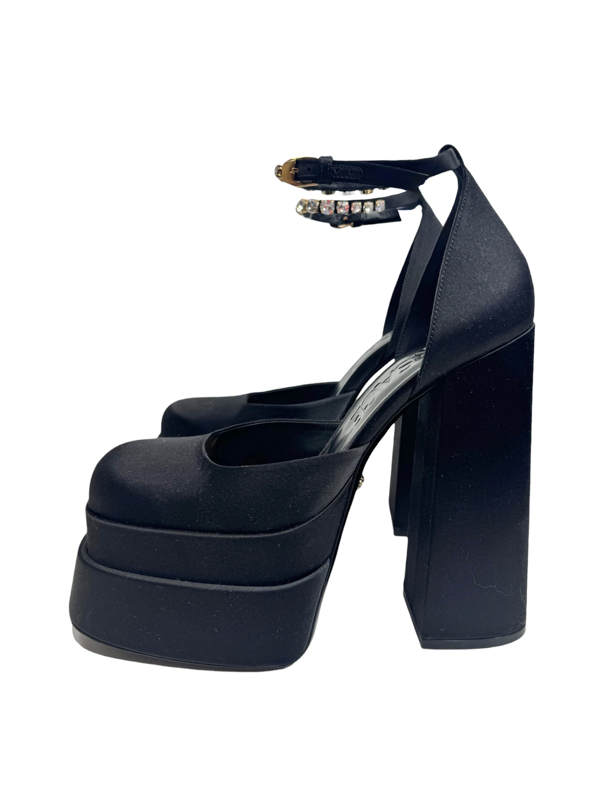 Versace black aevitas silk  pumps