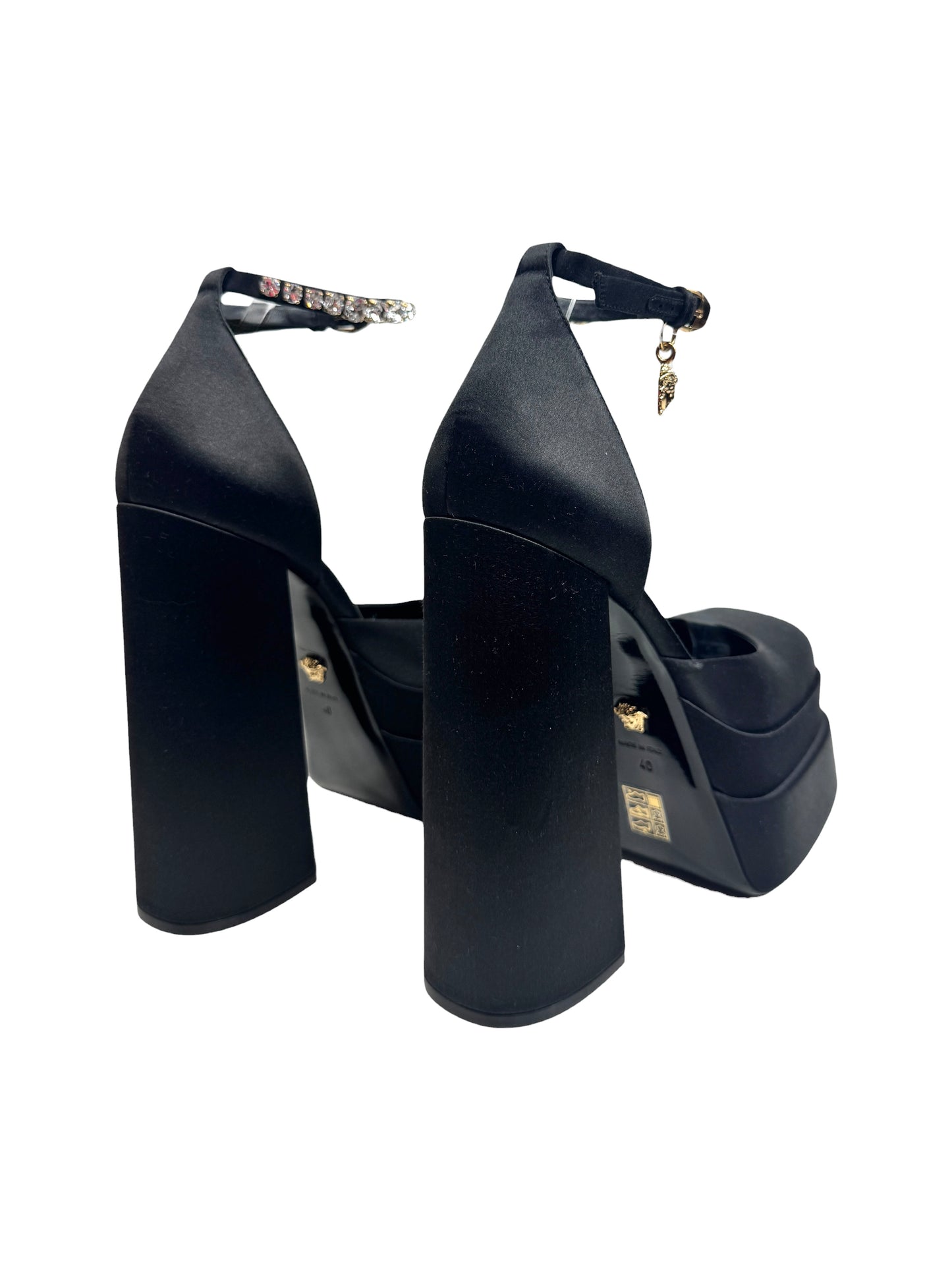 Versace black aevitas silk  pumps
