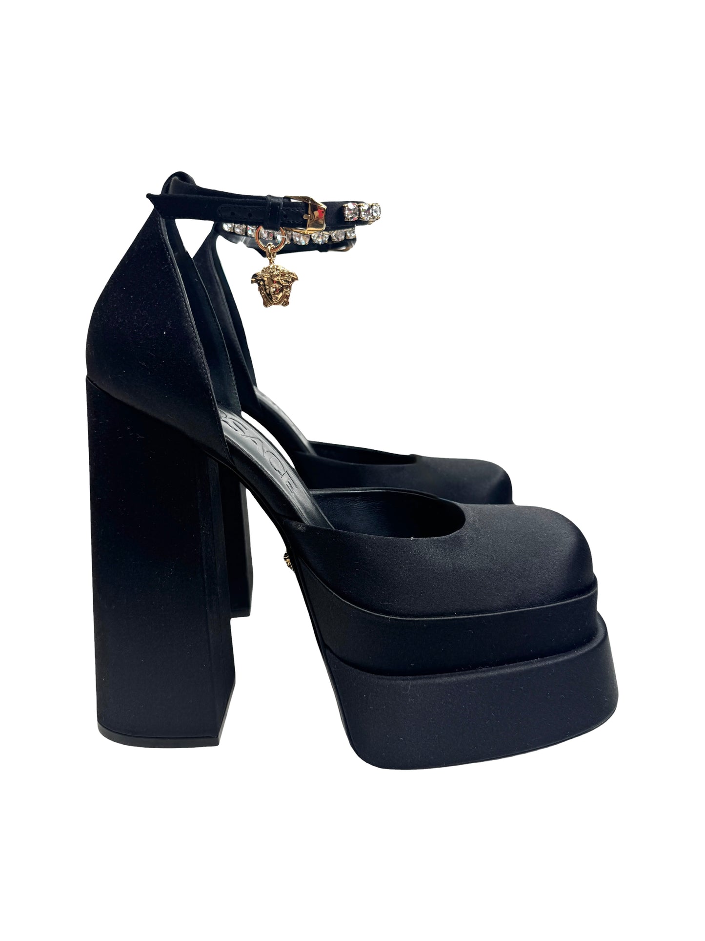 Versace black aevitas silk  pumps