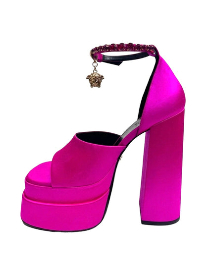 Versace pink satin aevitas pumps