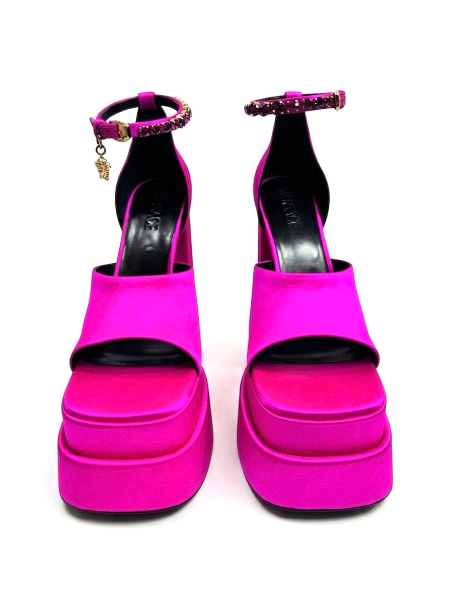 Versace pink satin aevitas pumps