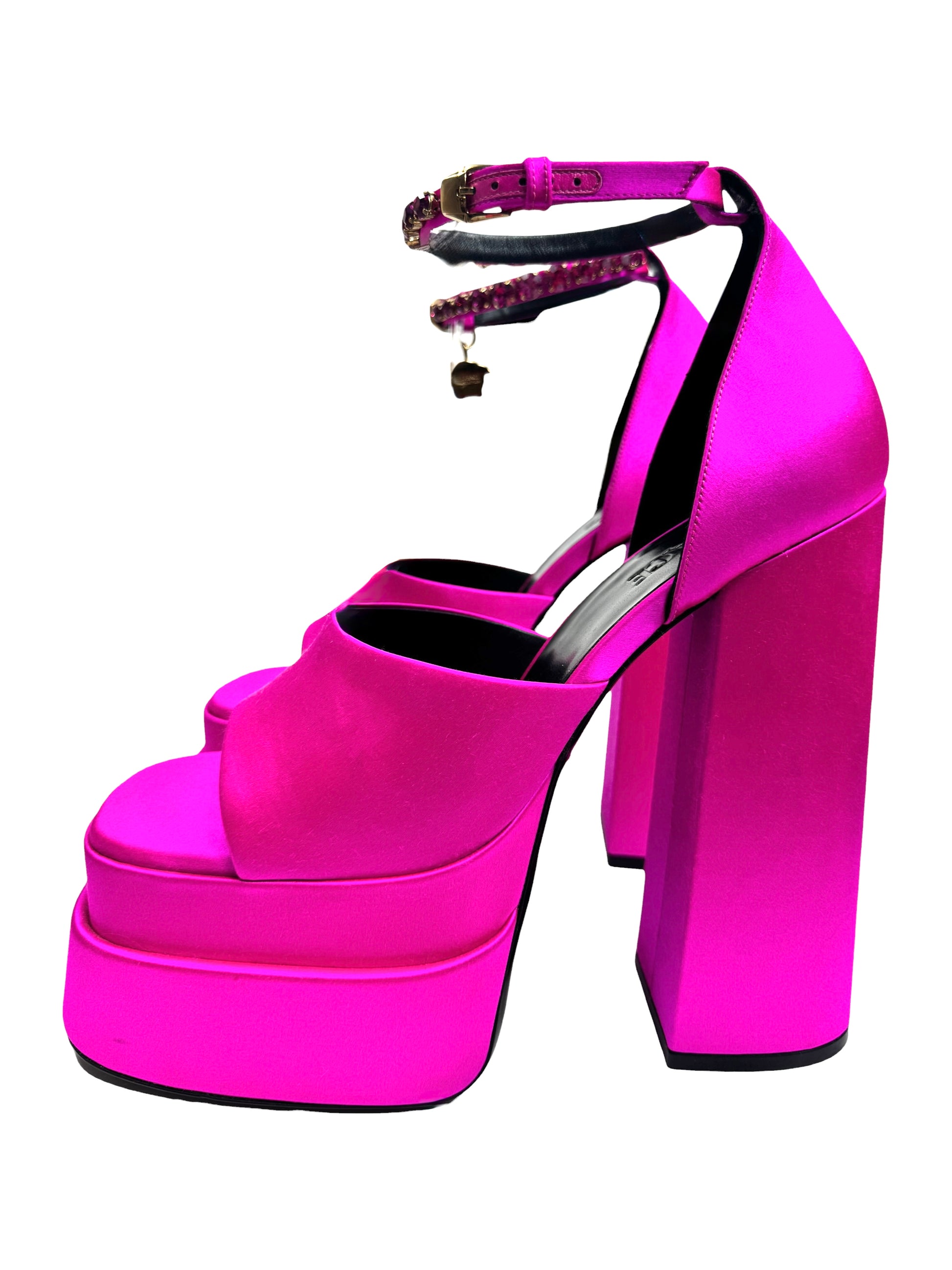 Versace pink satin aevitas pumps