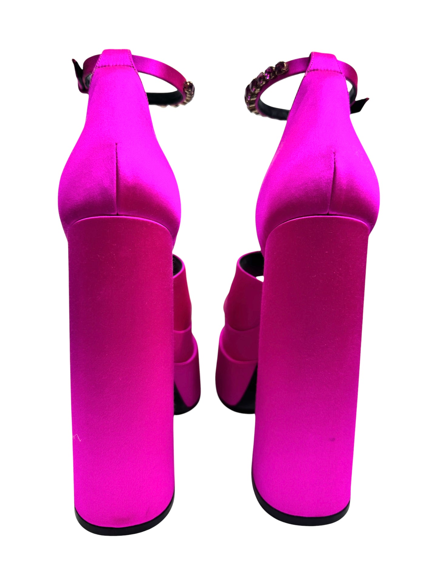 Versace pink satin aevitas pumps