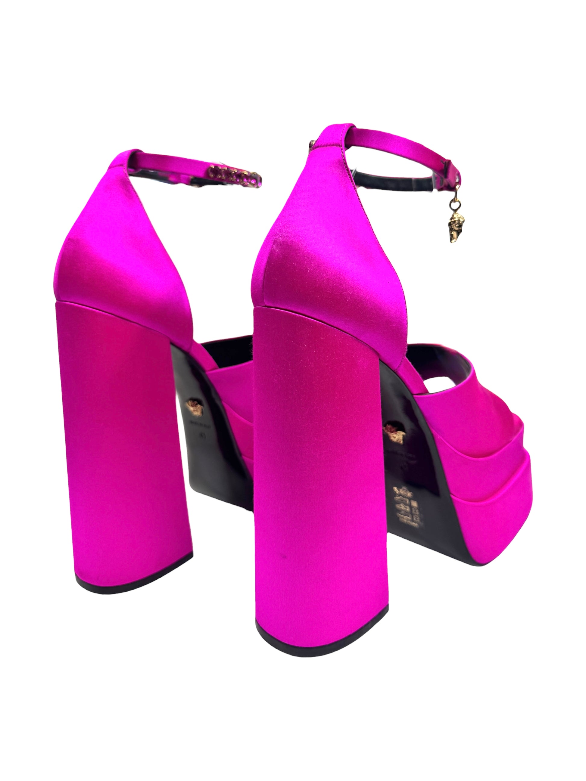 Versace pink satin aevitas pumps