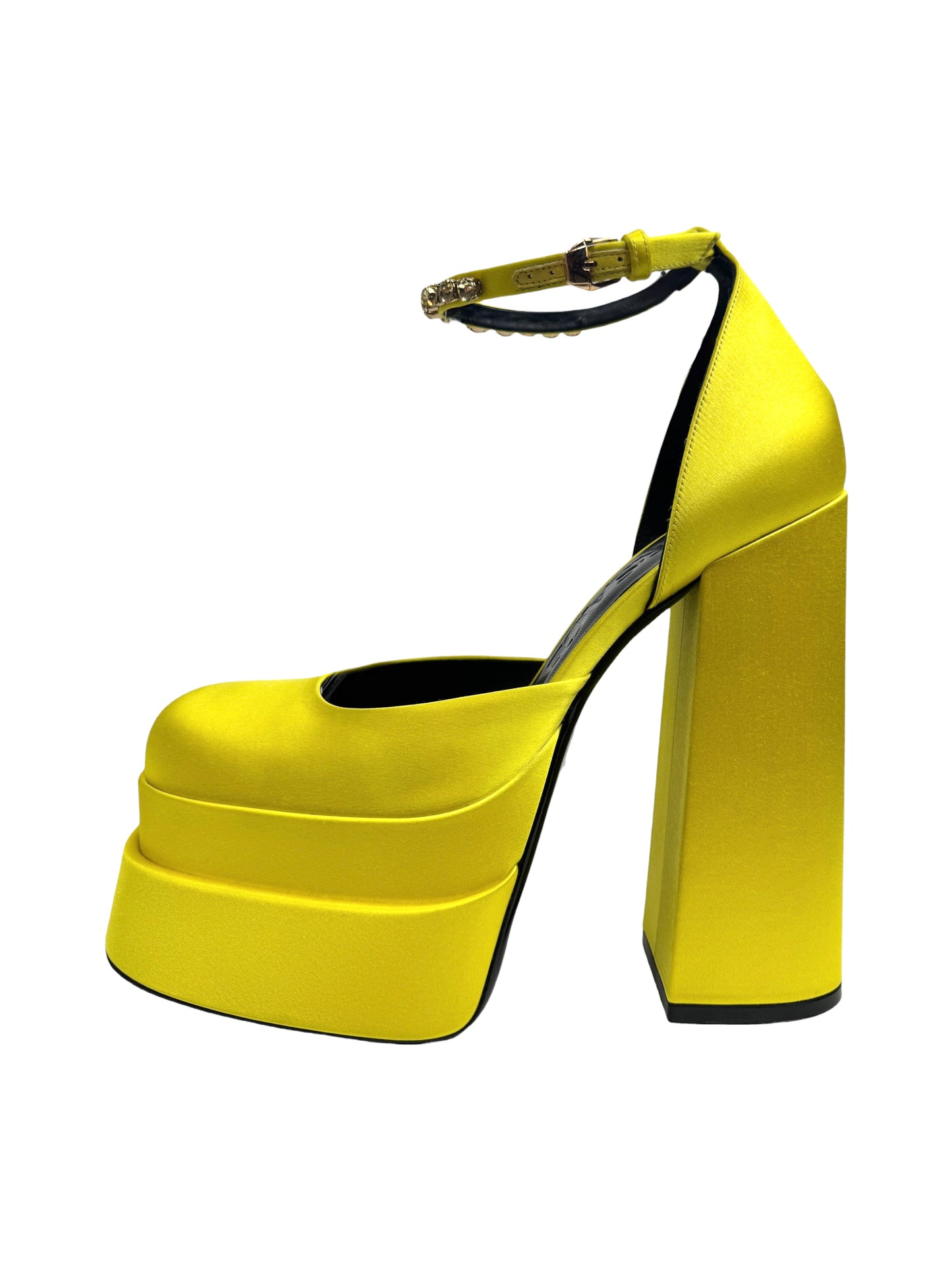 Versace yellow silk aevitas pumps