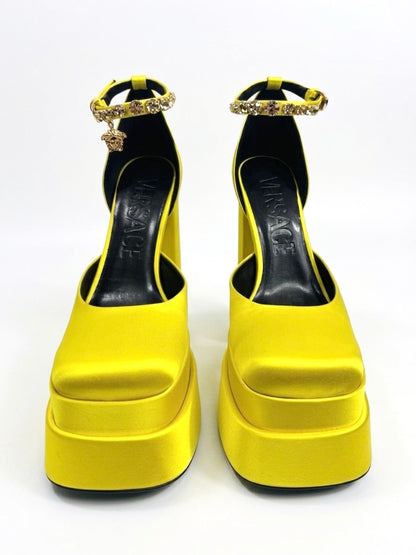 Versace yellow silk aevitas pumps