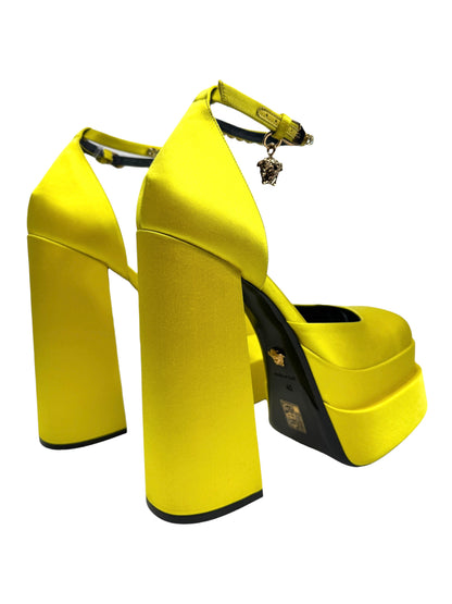 Versace yellow silk aevitas pumps
