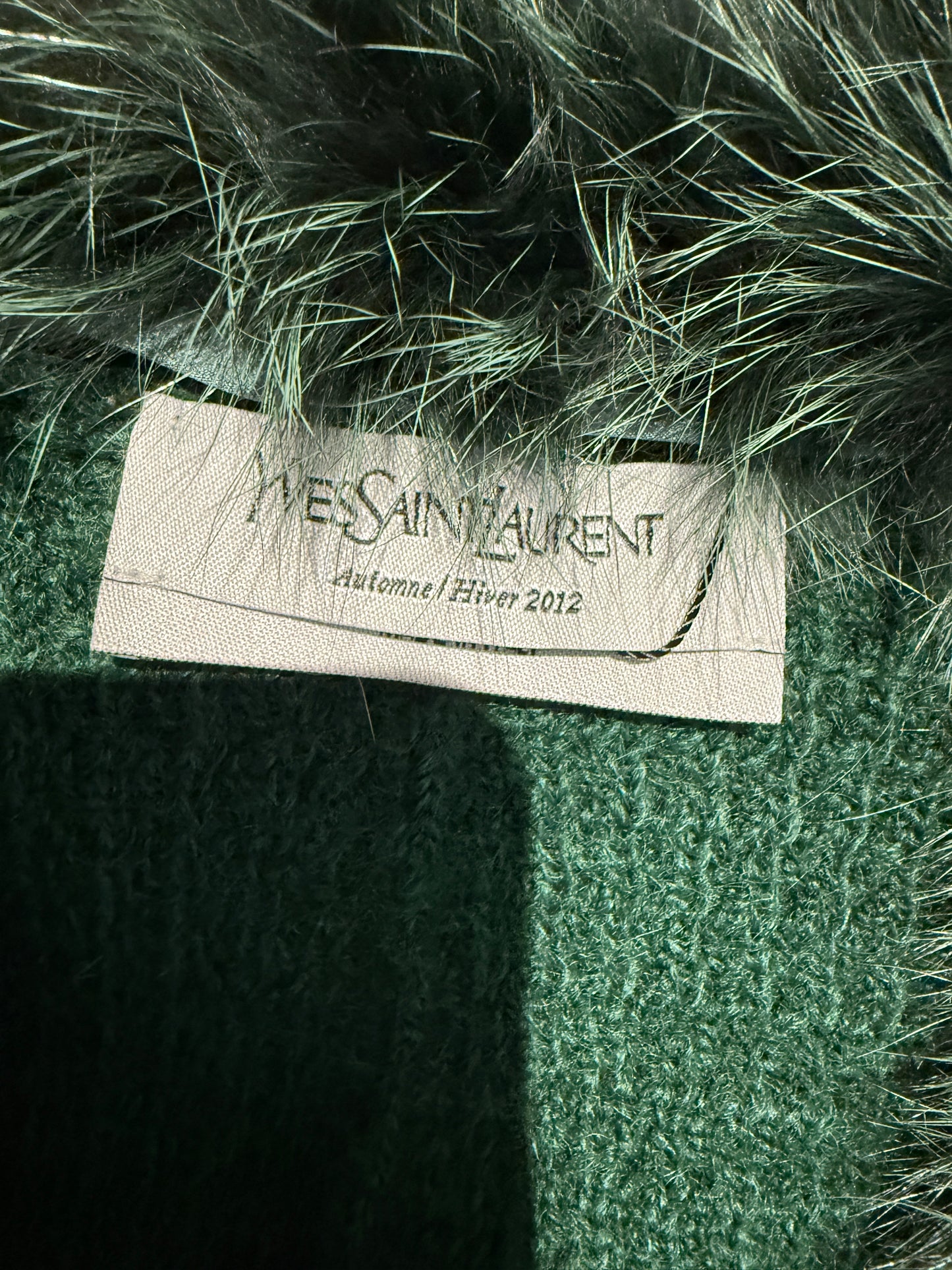 Yves Saint Laurent Stefano Pilati Fall 2012 Green Fox Cape