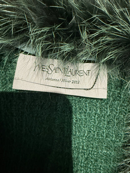 Yves Saint Laurent Stefano Pilati Fall 2012 Green Fox Cape