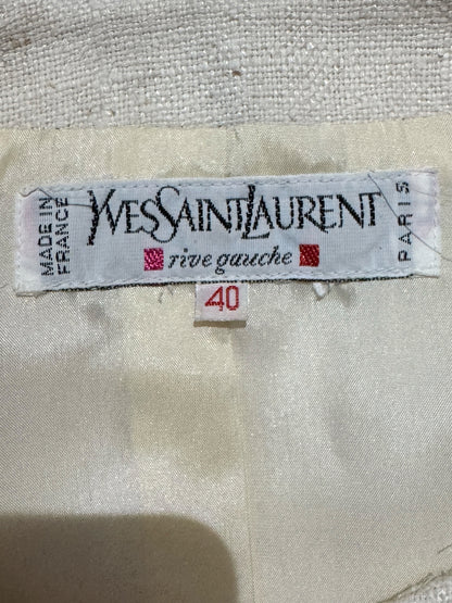 Yves Saint Laurent rive gauche Fall 1988 Lemarié Cropped wheat linen jacket