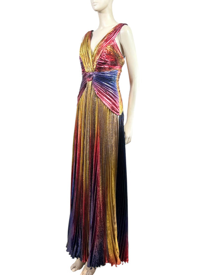 Zuhair Murad Fall 2022 Look 26 multicolor pleated lame dress
