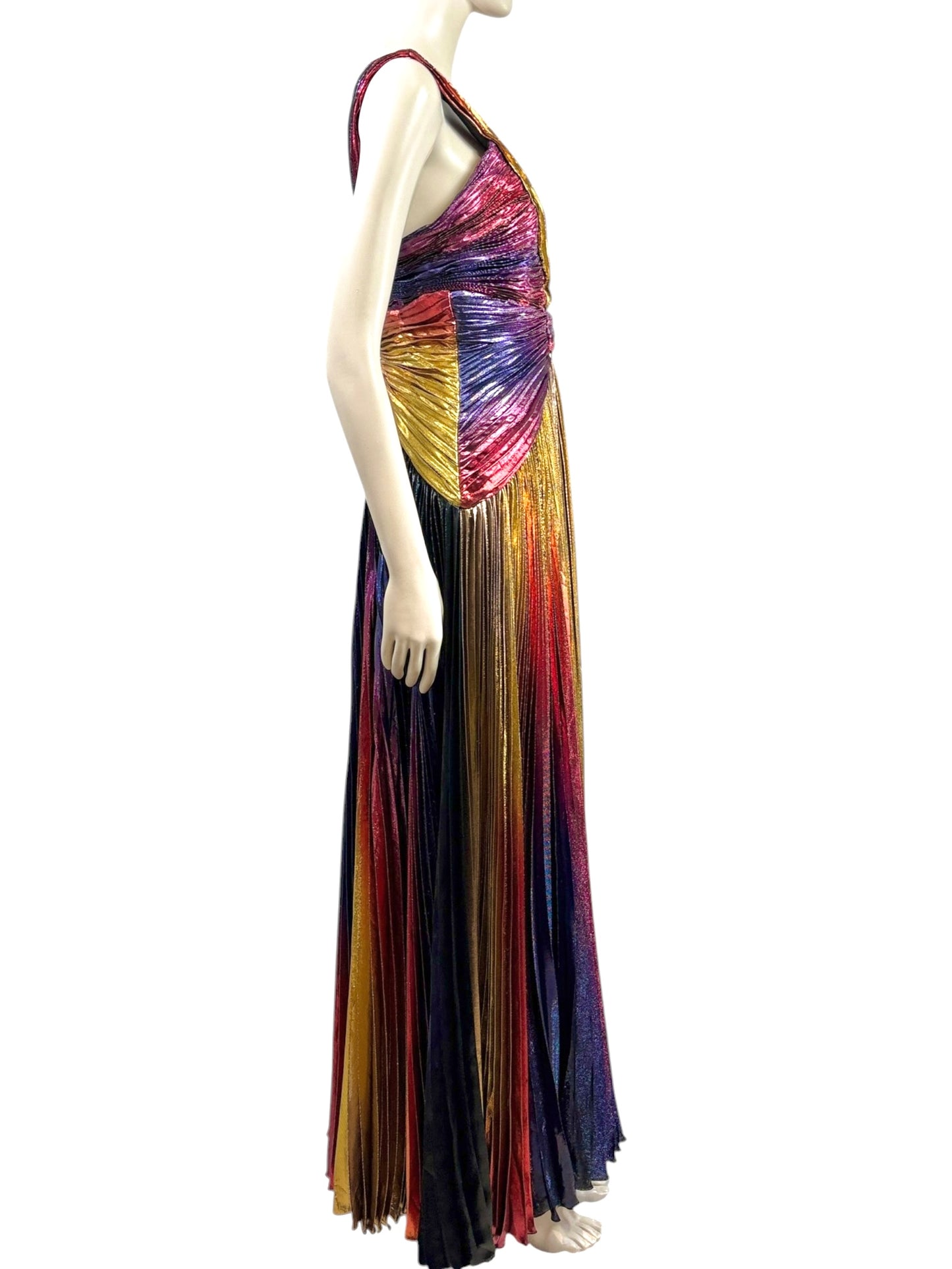Zuhair Murad Fall 2022 Look 26 multicolor pleated lame dress