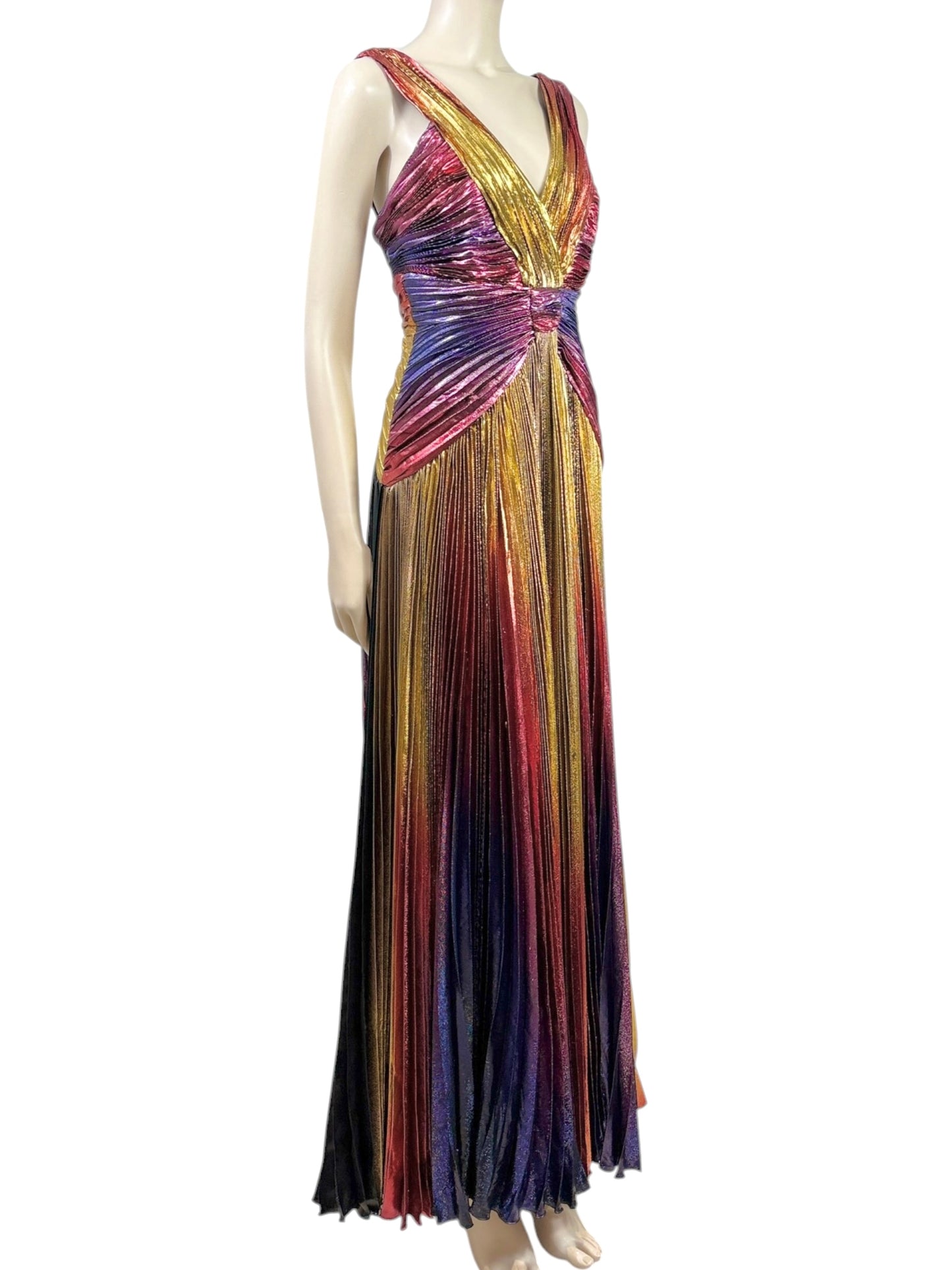 Zuhair Murad Fall 2022 Look 26 multicolor pleated lame dress