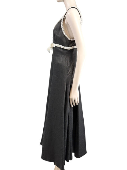 Zuhair Murad Spring 2024 black dress white pearls
