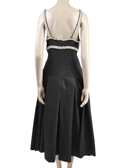 Zuhair Murad Spring 2024 black dress white pearls