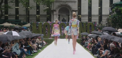 Moschino Jeremy Scott Spring 2022 Look 45 Multicolored patchwork toy dress