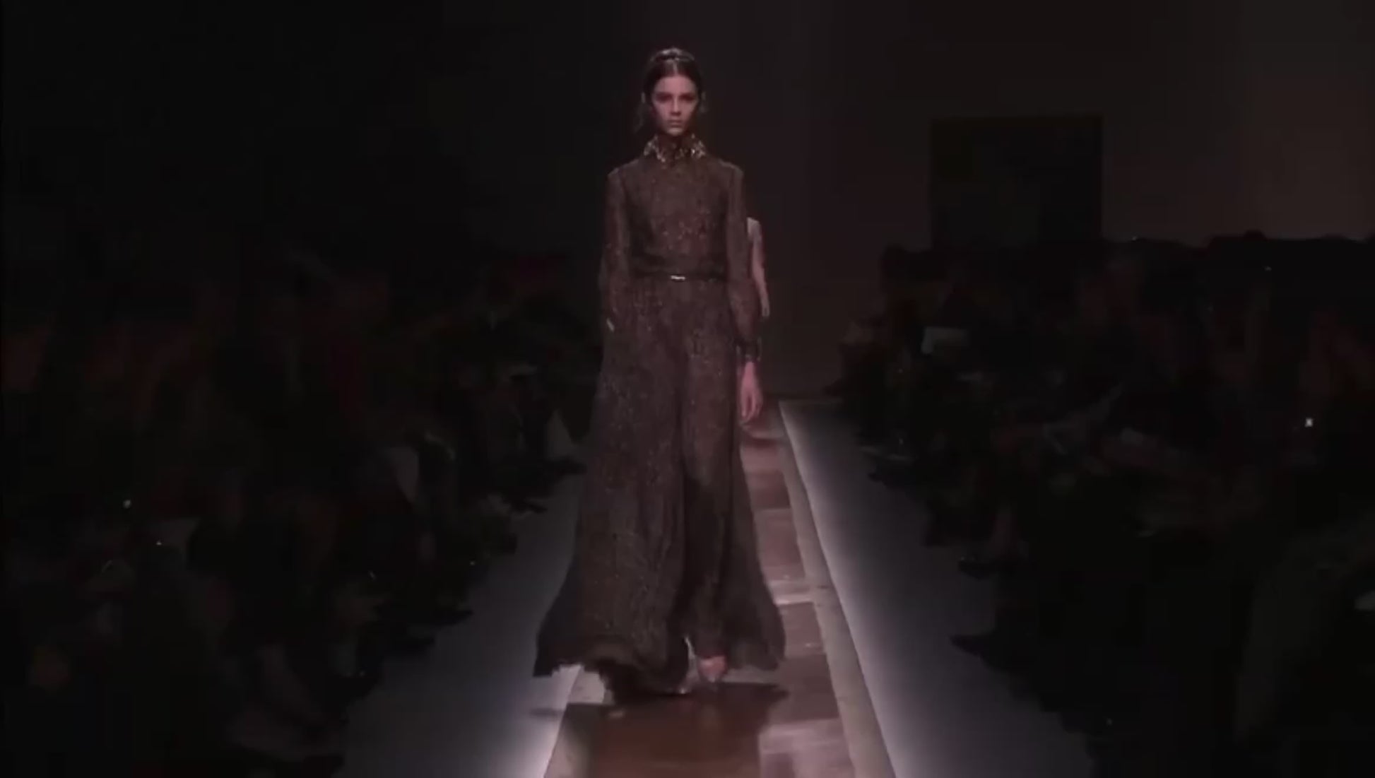 Valentino Pierpaolo Piccioli Fall 2011 Look 39 Maxi feathers dress crepe silk