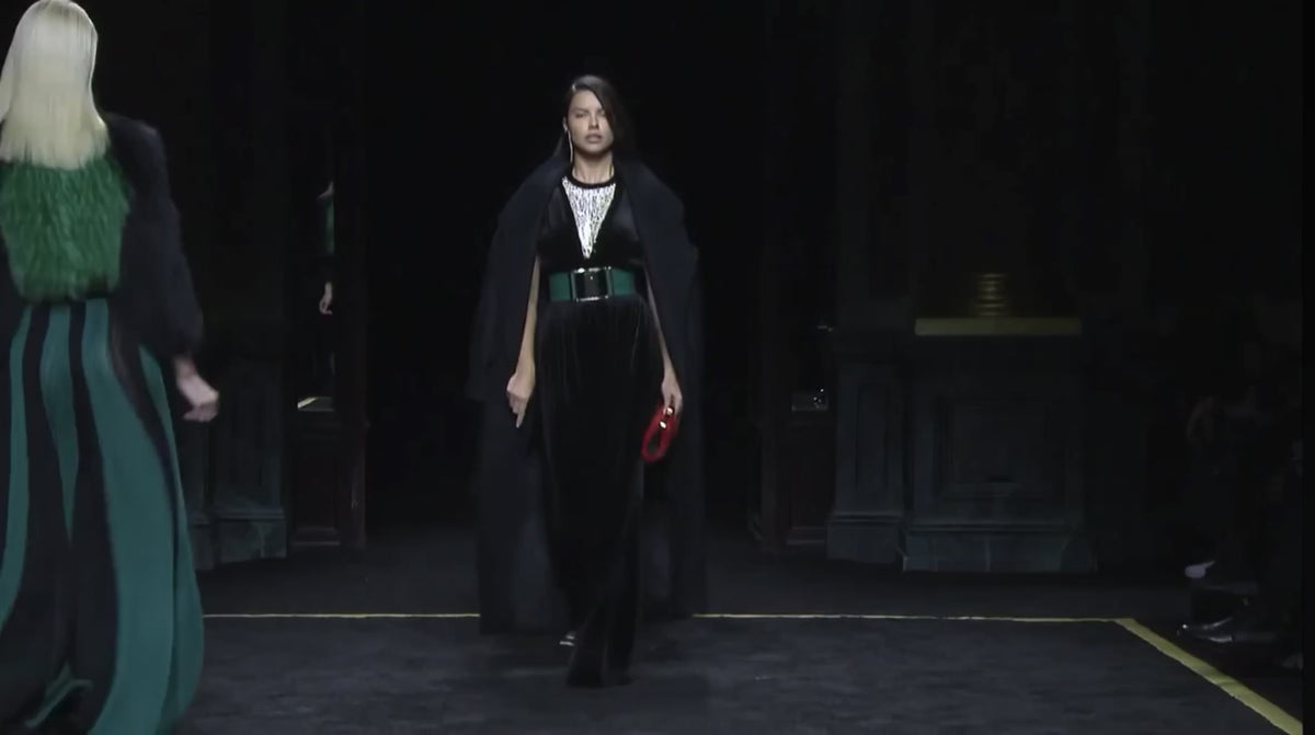Balmain Olivier Rousteing Fall 2015 Look 54 Black corduroy jumpsuit