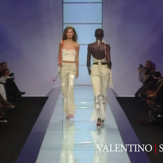 Valentino Boutique Spring 2000 Look 32 Suede floral painted sand leather pants