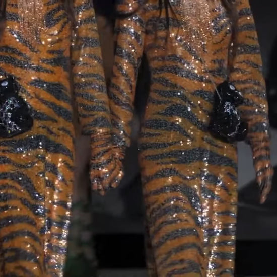 Gucci Alessandro Michele spring 2023 look 33  pair long sequined gloves tiger