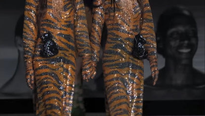 Gucci Alessandro Michele spring 2023 look 33  pair long sequined gloves tiger