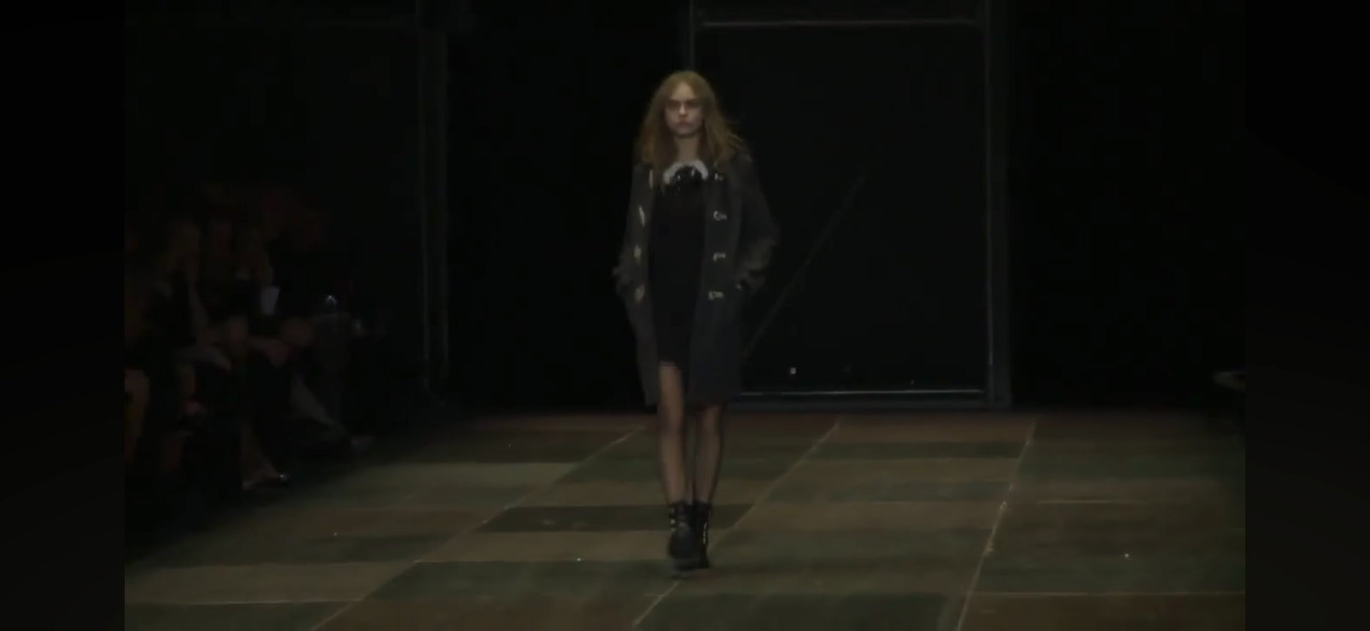 Saint Laurent Hedi Slimane Fall 2013 Look 22 Mini black ecru crepe dress