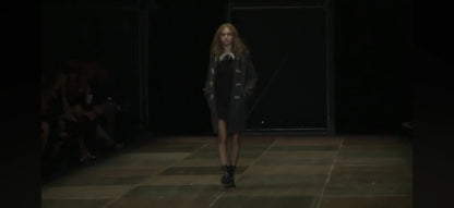 Saint Laurent Hedi Slimane Fall 2013 Look 22 Mini black ecru crepe dress