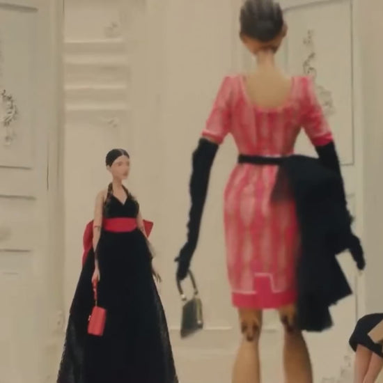 Moschino Couture Spring 2021 Puppet Collection Look 34 Black Pink bow dress