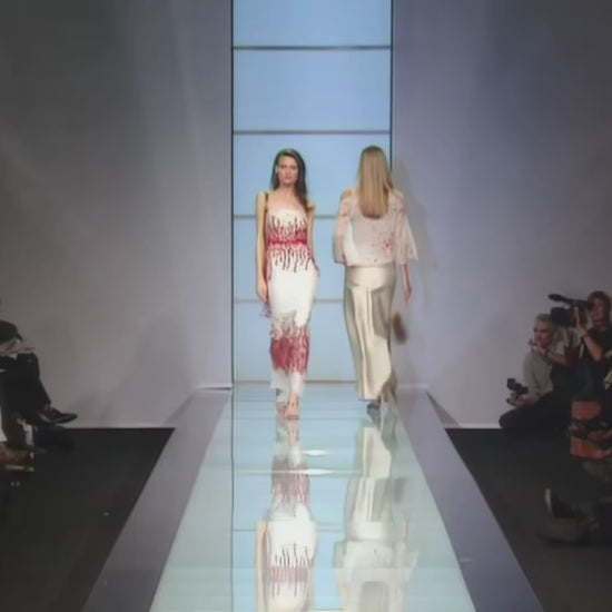 Valentino Boutique Spring 2000 Look 85 Maxi red roses lace dress