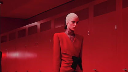 Valentino Alessandro Michele Fall 2025 Look 76 Red jack black velvet bow