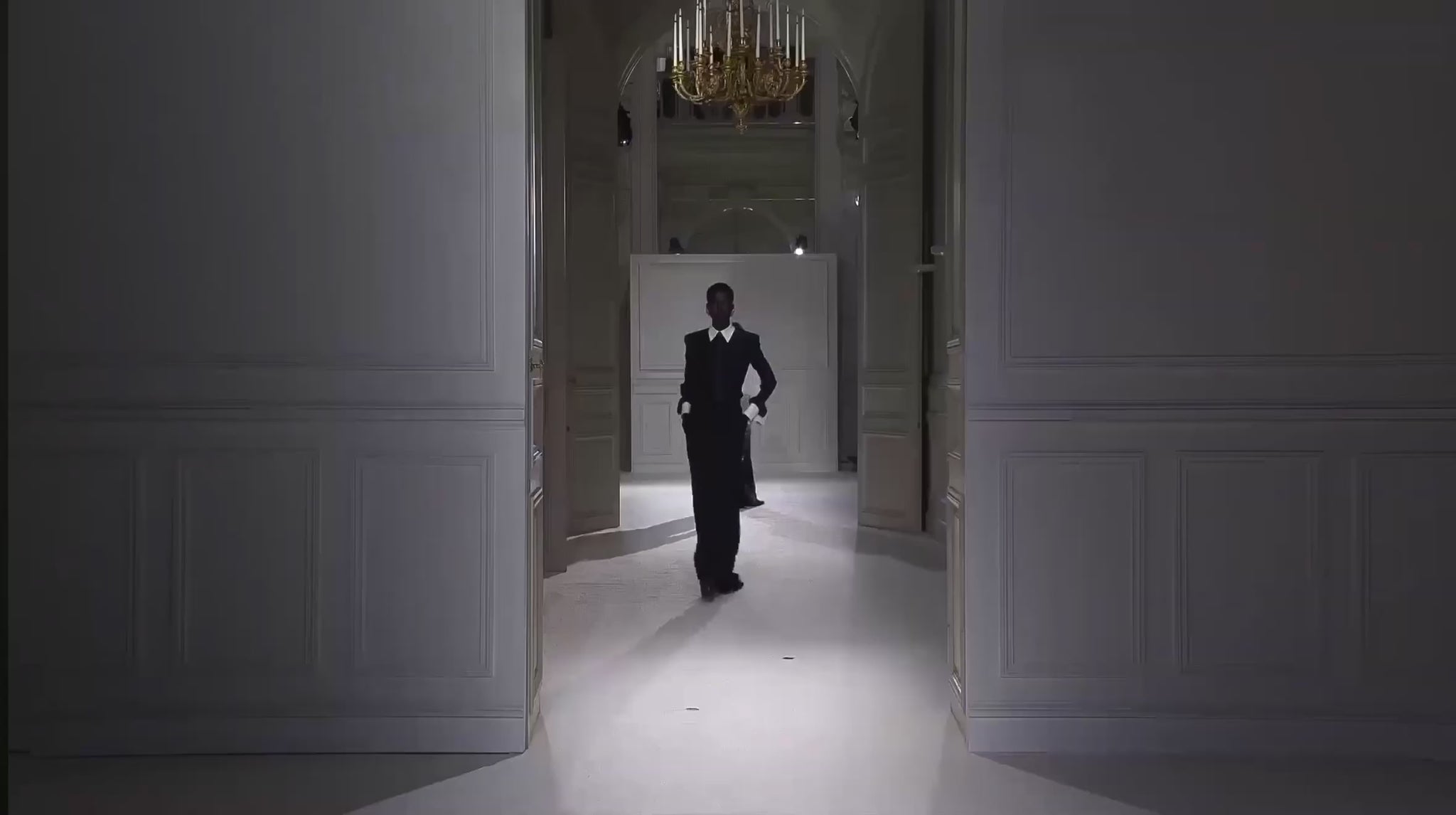 Valentino Pierpaolo Piccioli Fall 2023 Look 72 Maxi train black tie dress