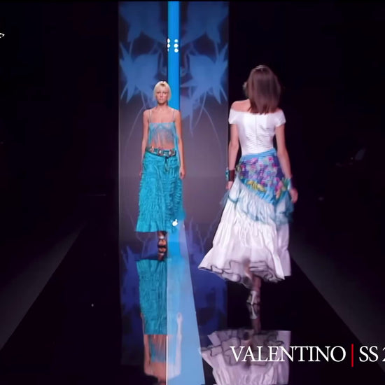 Valentino Spring 2002 Look 44 Long ruffle skirt turquoise