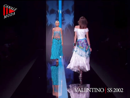 Valentino Spring 2002 Look 44 Long ruffle skirt turquoise