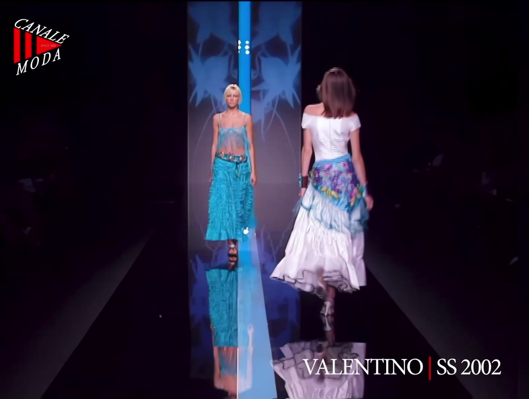 Valentino Spring 2002 Look 44 Long ruffle skirt turquoise