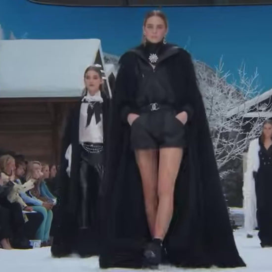 Chanel Karl Lagerfeld Fall 2019 black tweed cape