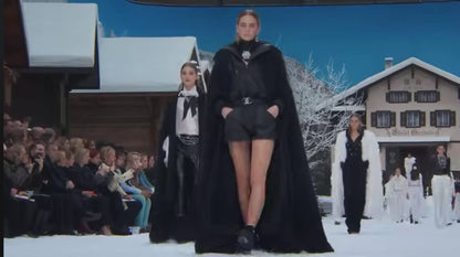 Chanel Karl Lagerfeld Fall 2019 black tweed cape