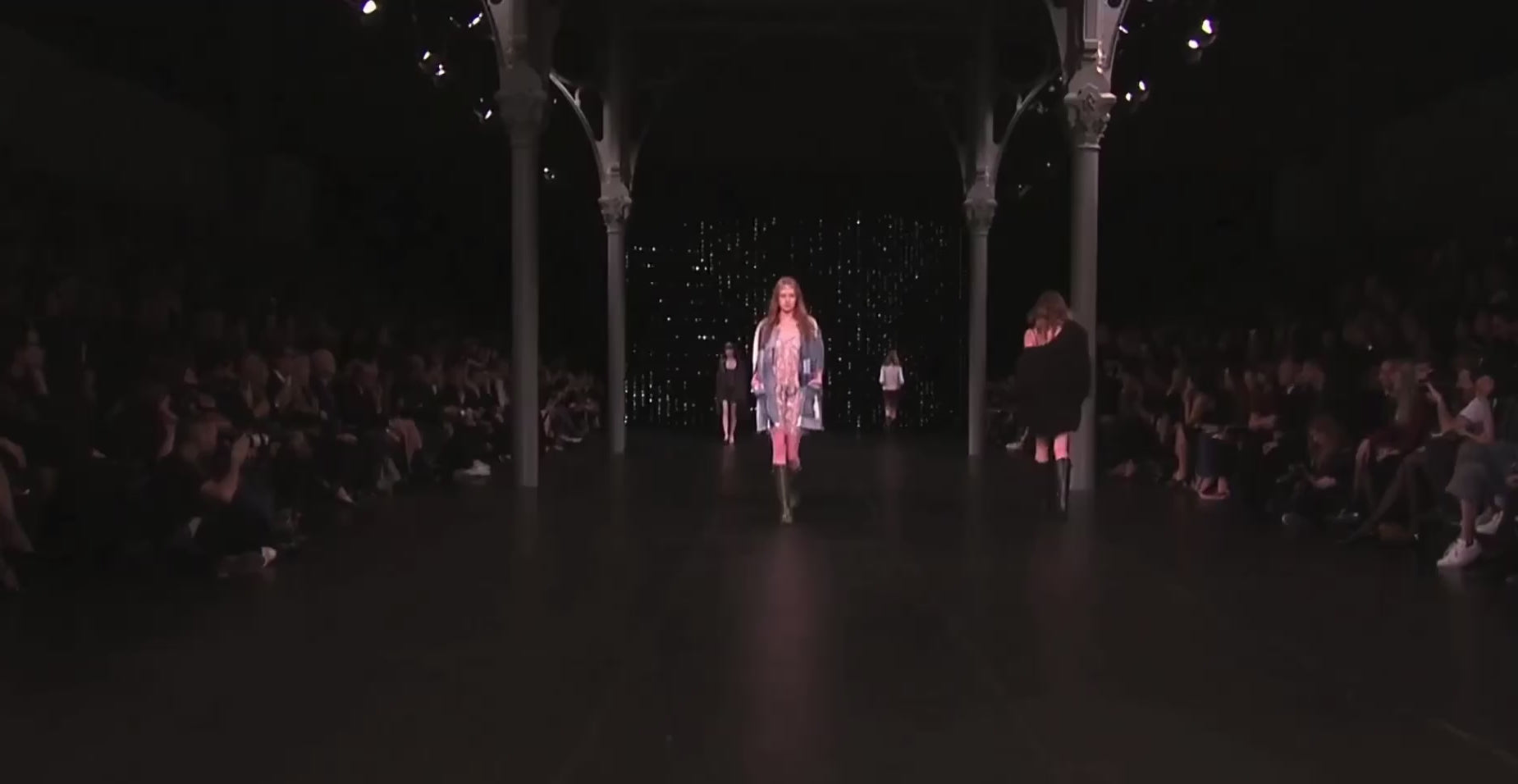 Saint Laurent Hedi Slimane Spring 2016 Look 12 Washed denim patchwork cape