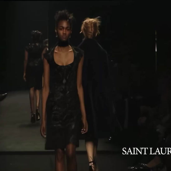 Yves Saint Laurent Tom Ford Fall 2002 Look 31 Leather velvet black dress
