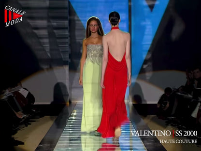 Valentino Haute Couture Spring 2000 Maxi green strapless beaded dress