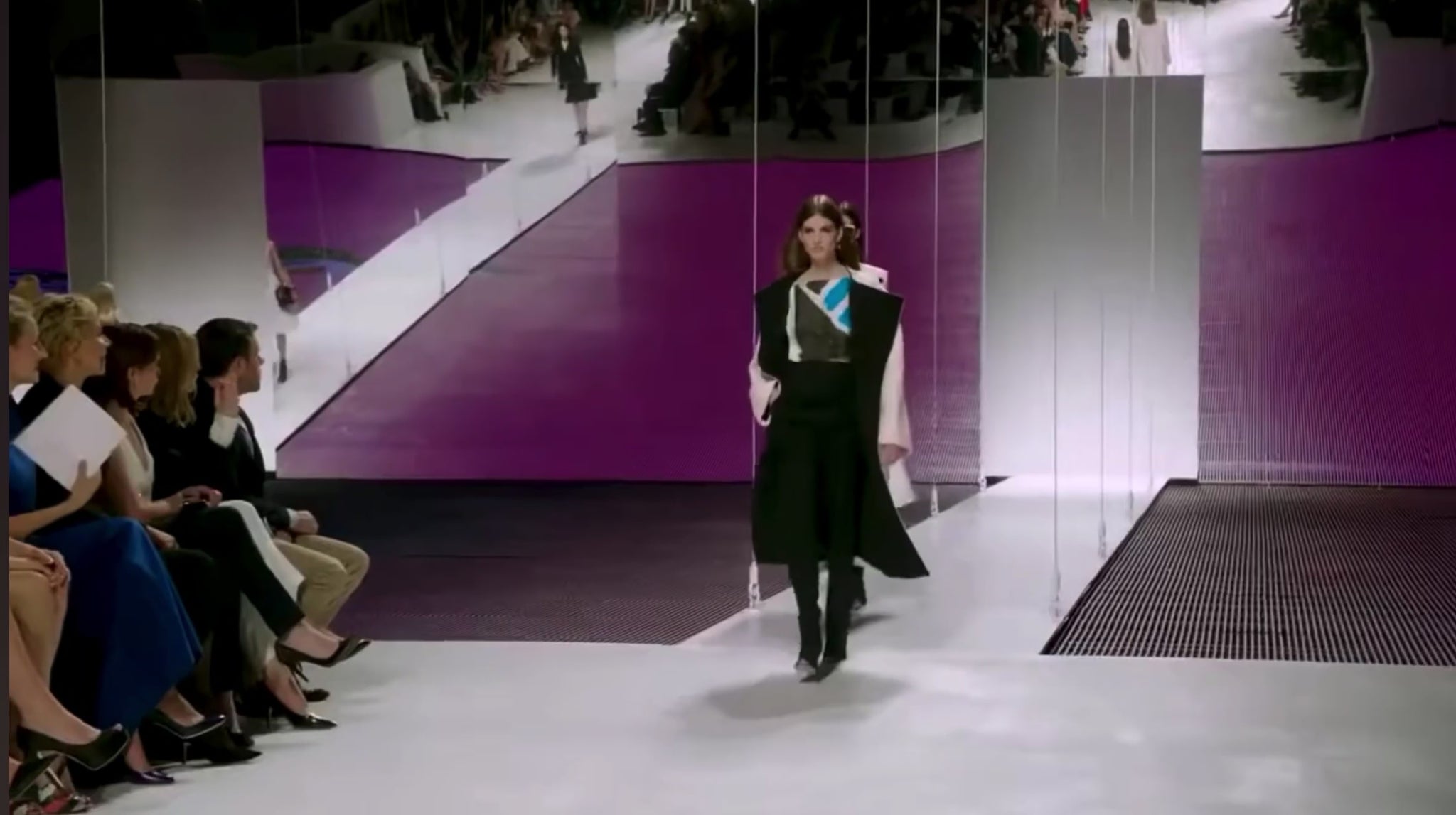 Christian Dior Raf Simons Resort 2015 black white cashmere coat