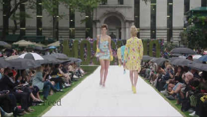 Moschino Jeremy Scott Spring 2022 Look 30 Strapless multicolor dress